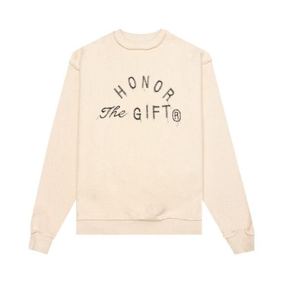 Men’s Honor The Gift NWT Weathered Cream Crewneck Oversized Sweatshirt Size L - Picture 1 of 12